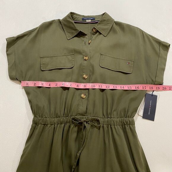 Tommy Hilfiger Olive Green Utility Shirt Dress NWT Size 2 - Picture 4 of 15
